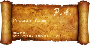 Prácser Ádám névjegykártya